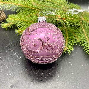 Lilac Hand-painted christmas glass ornaments,custom ornaments,Hand painted Christmas tree glass ornament, Christmas decoration 2024