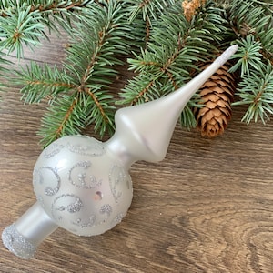 White Christmas glass tree topper 18 cm( 7 inch),vintage tree topper Christmas tree ornaments ornament,Christmas tree topper top,Xmas decor