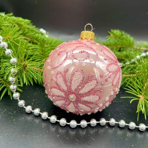 Pink Christmas ornament blown glass ornament holiday christmas decor new home decorations mercury glass  glitter ornament Chistmas gift 2025