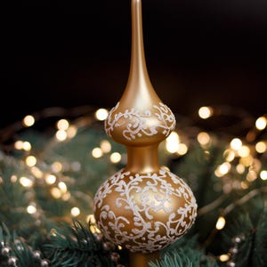 Christmas glass tree topper 18 cm ( 7 inch),vintage tree topper Christmas tree ornaments,Christmas spire,Xmas 2025,Gifts ideas, Winter decor