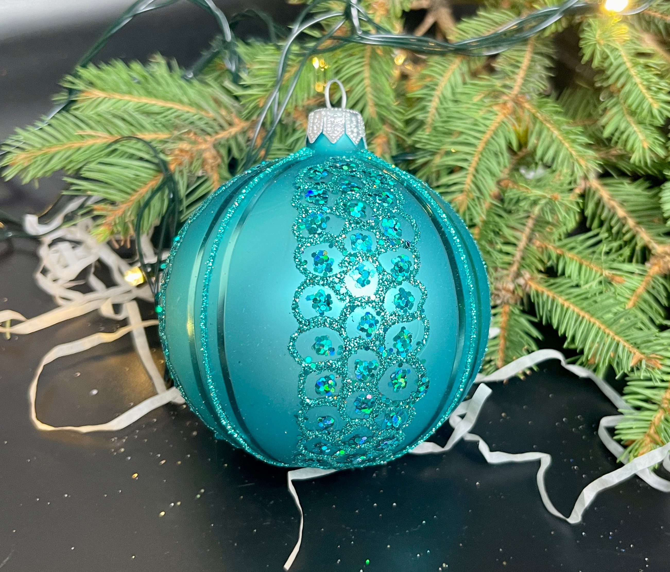 Turquoise blue christmas ornaments Clearance