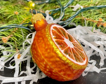 Orange Weihnachtsglasornamente, mundgeblasene Glasweihnachten, handgemachte Weihnachtsglasverzierungen, Geschenkideen, Weihnachtsgeschenk