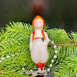 Boy Christmas glass ornament , vintage christmas, Retro Christmas, 1950s christmas decoration, Gifts ideas, Holiday decor