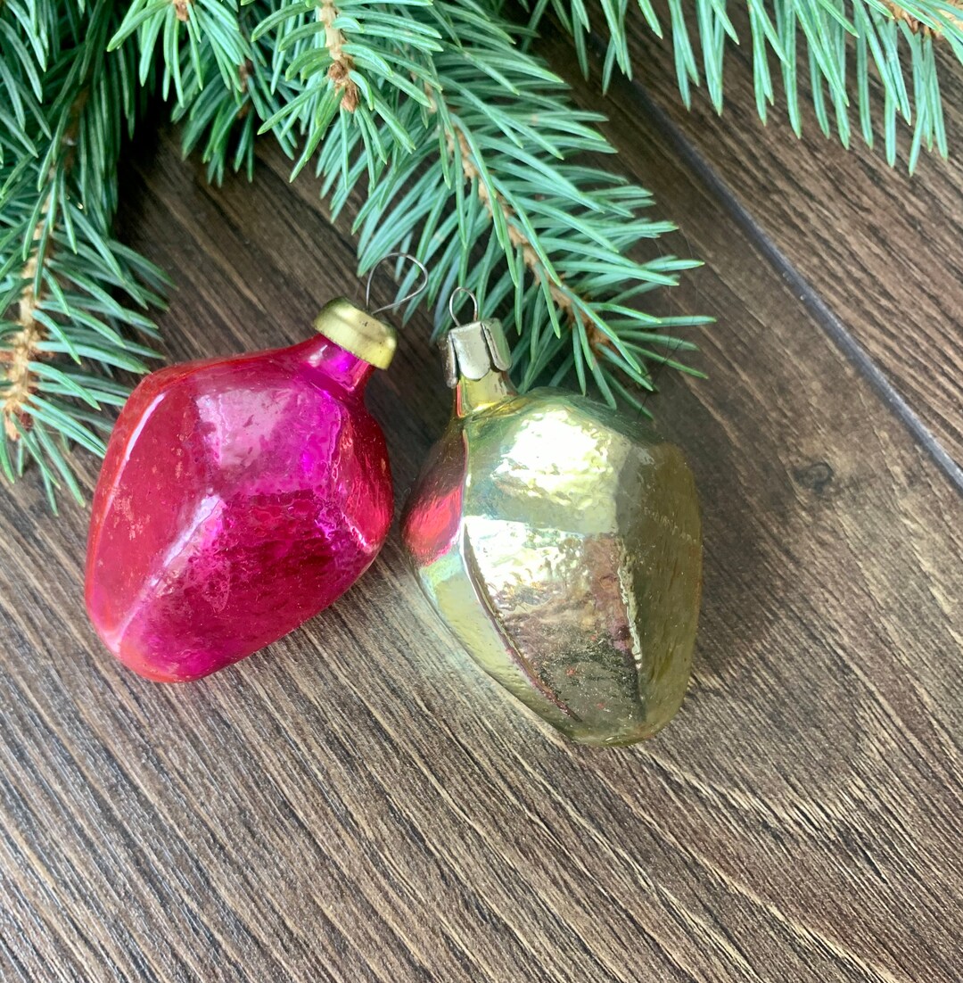 Two Antique Glass Christmas Ornaments Christmas Glass Etsy