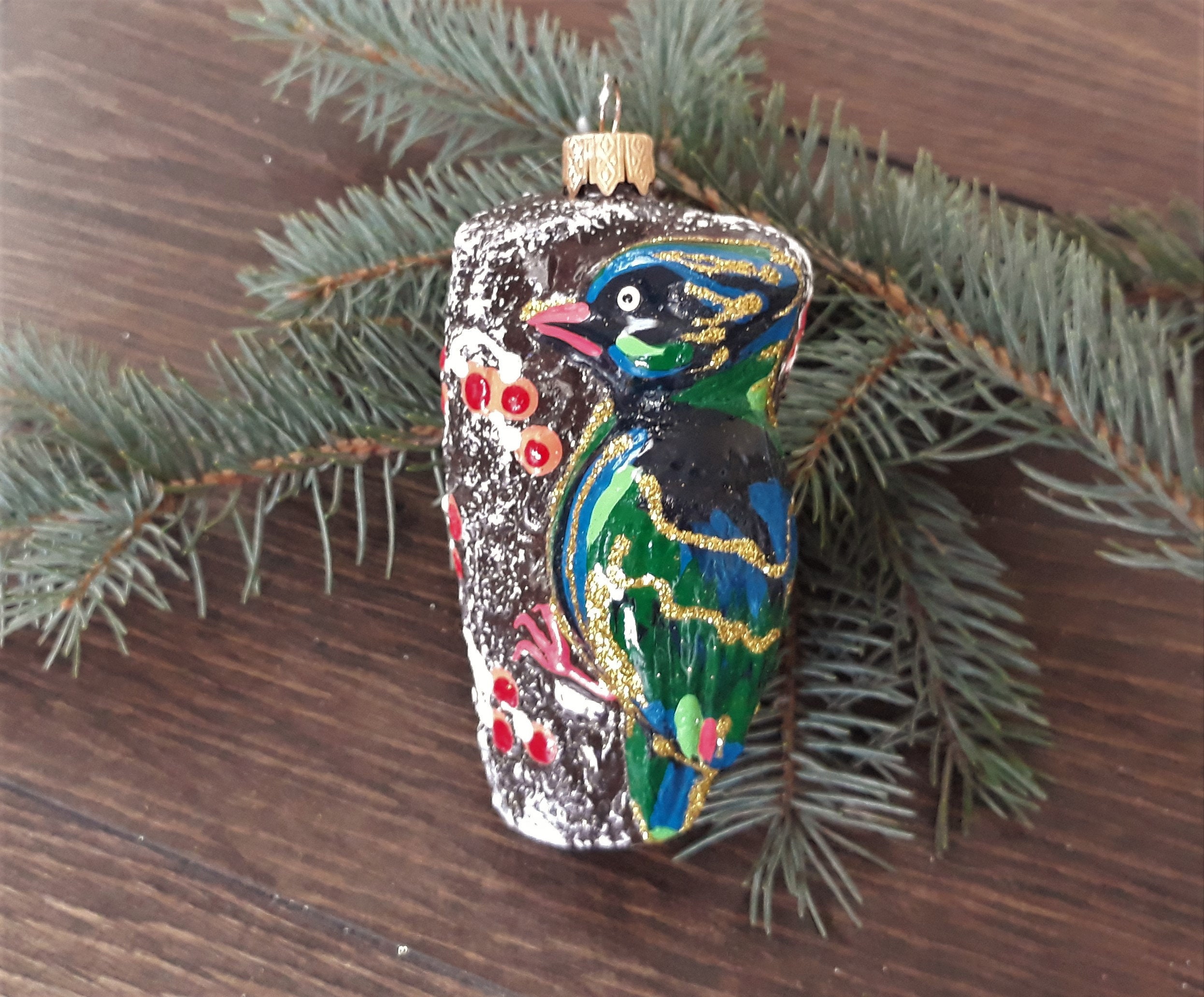 Bird Glass Christmas Ornaments Blown Glass Etsy