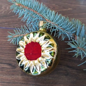 Sun Flower Antique glass Christmas ornament,Christmas glass ornament,1960s Christmas,vintage Christmas,soviet Christmas tree glass ornament