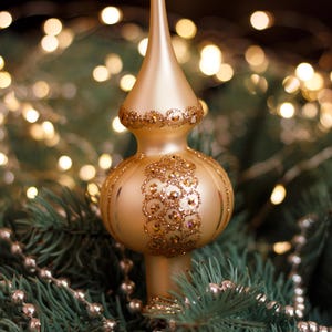 Christmas glass tree topper 18 cm ( 7 inch),vintage tree topper Christmas tree ornaments,Christmas spire,Xmas 2025,Gifts ideas, Winter decor