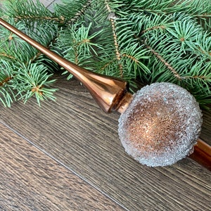 Brown Christmas glass tree topper 10 inch, vintage tree topper Christmas tree ornament, Christmas finial tree topper top