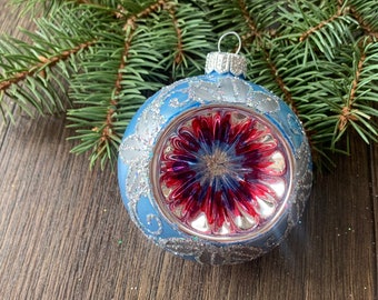 Handmade indent glass ornament,Christmas gift,Blown Glass Christmas,Handmade Christmas glass ornaments,Handcrafted Christmas ornament,