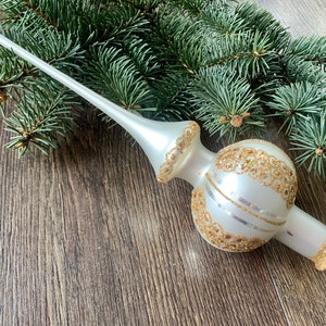 White Christmas glass tree topper 27cm ( 10.8 inch), vintage tree topper Christmas spire, Xmas 2025, Holiday decor, Gift ideas, Winter decor