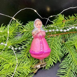 Enfeite de vidro de Natal vintage para menina, Natal vintage, Natal retrô, decoração de Natal dos anos 1950, Ideias para presentes, Decoração de Natal