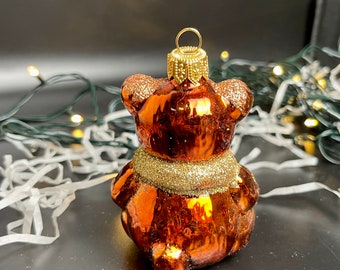 美品　ソ連製　北欧　アンティーク　ボールを持つクマ　ガラス製オーナメント 美品ソ連製北欧アンティークボールを持つクマガラス製オーナメント