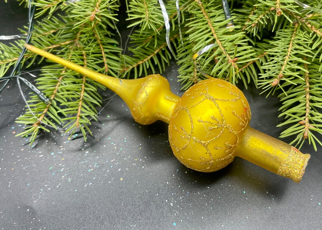 Antique Christmas Glass Tree Topper 7 Inch, Vintage Tree Topper