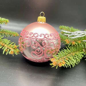 Ornement de Noël rose, ornements en verre soufflé, décoration de Noël, décorations pour la maison neuves, décoration d'hiver, décoration de Noël et mercure