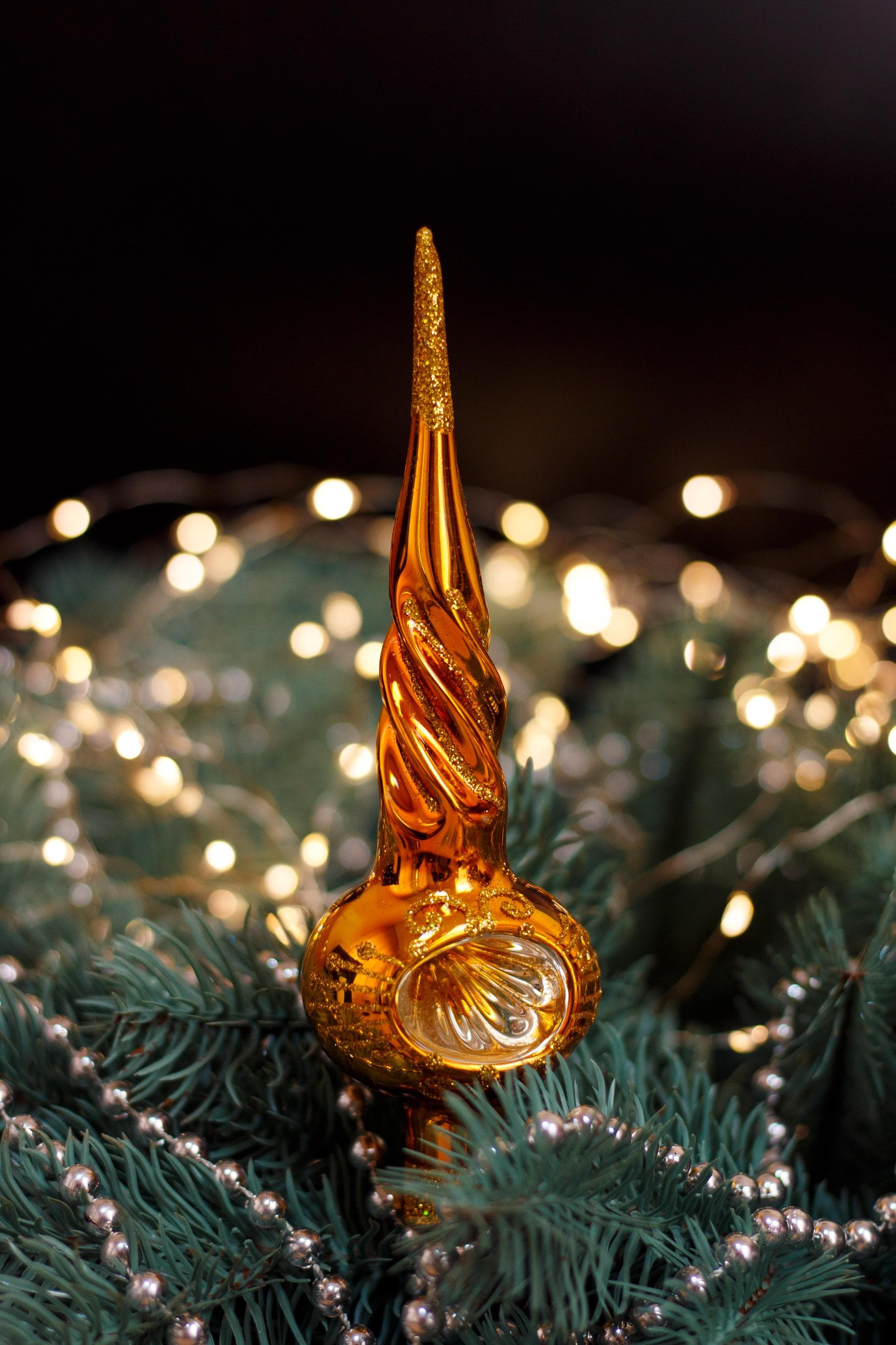 クリスマスガラスツリートッパー 18 cm (7インチ)、ヴィンテージツリー