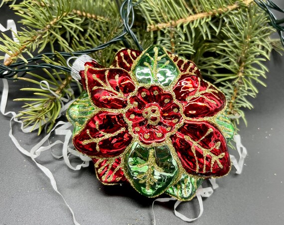 Glass flower christmas ornaments Clearance