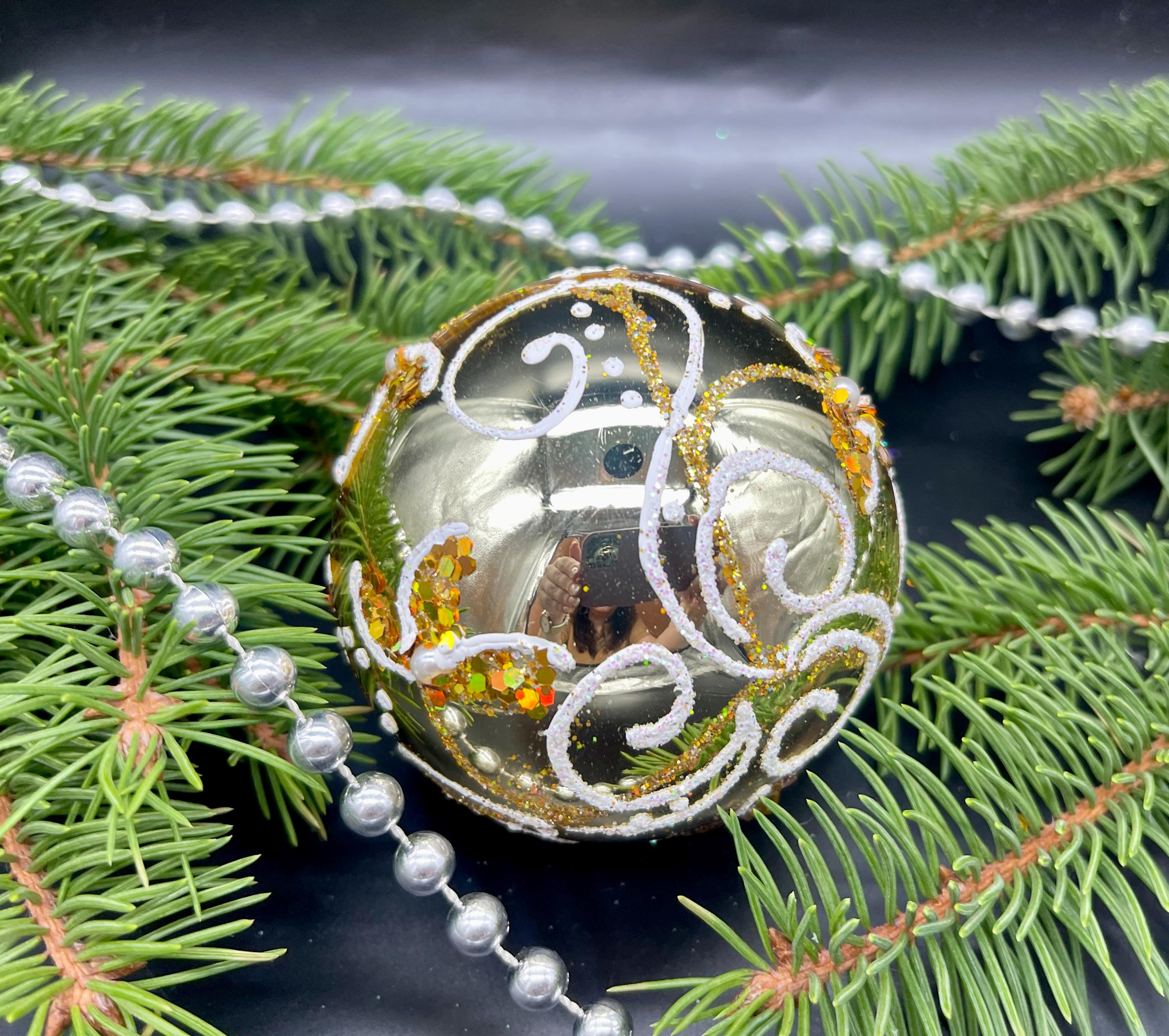 手描きのクリスマスガラスオーナメント、カスタムオーナメント、手作り