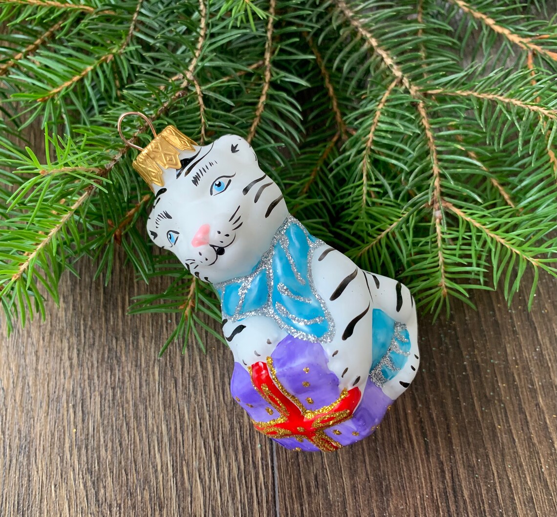 Tiger Christmas Glass Ornaments Blown Glass Etsy UK