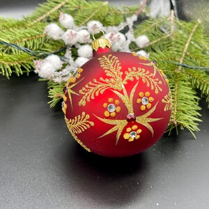 Red with Hand-painted christmas glass ornaments,custom ornaments,Hand painted Christmas tree glass ornament ,Christmas decoration