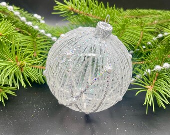 白いクリスマスオーナメント 吹きガラスオーナメント ホリデー