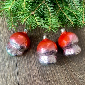 Mushrooms Antique glass Christmas ornaments,Christmas glass ornaments,1950s Christmas,vintage Christmas,soviet Christmas tree glass ornament