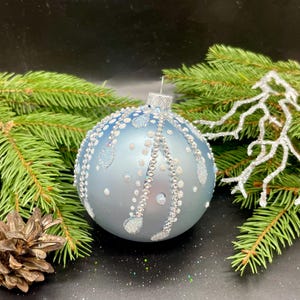 Ornement de Noël bleu en verre soufflé, décoration de Noël pour les vacances, nouvelle décoration pour la maison, Noël 2025, décoration de vacances, idées cadeaux, décoration d'hiver