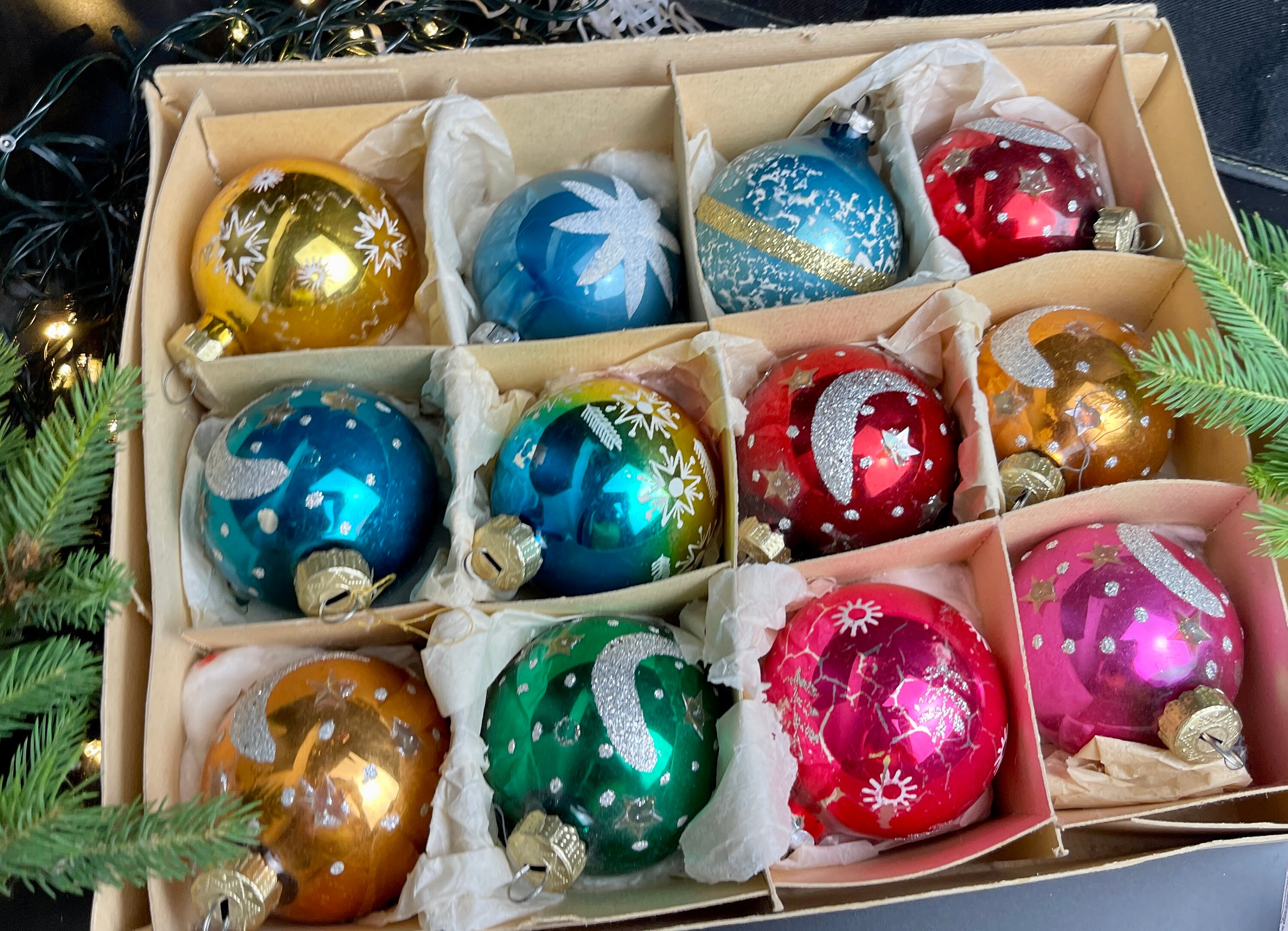 RARE! Vintage Antique 1970's German Deep Star Indent Christmas