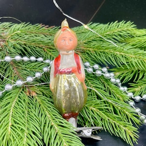 Vintage boy Christmas glass ornament , vintage christmas, Retro Christmas, 1950s christmas decoration, Gifts ideas, Holiday decor
