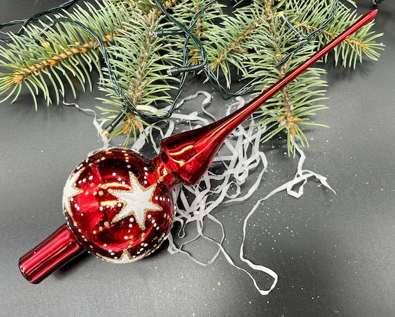 Punta Per Albero Di Natale In Vetro 26 Cm - Colore Viola/Lilla - Opaca O Lucida - Decorazione Classica