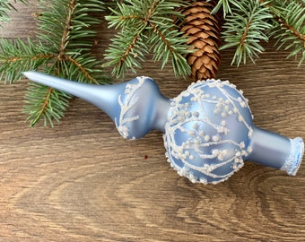 Blue Christmas glass tree topper 18 cm ( 7 inch),vintage tree topper Christmas tree ornaments ornament,Christmas tree topper top, Christmas