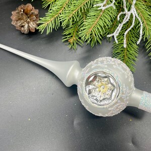 Unique Handmade White Glass Christmas Tree Topper - Festive Holiday Decor, Handcrafted winter Decoration