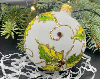 手描きのクリスマスガラスオーナメント、カスタムオーナメント、手描き