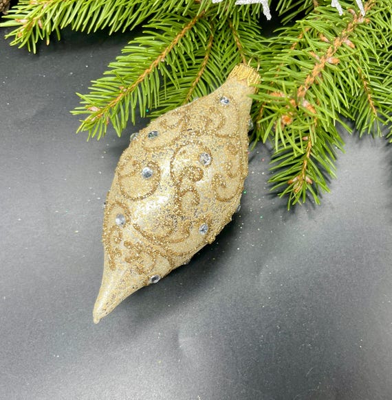 Beige mit Gold Handbemalte Weihnachtsschmuck aus Glas, Ornamente nach Kundenwunsch, Handbemalter Christbaumschmuck aus Glas, Weihnachtsdekoration