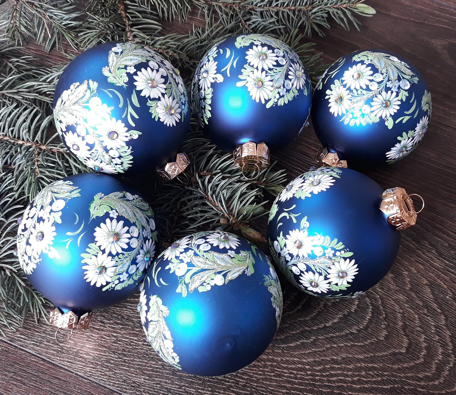 Set of Blue Christmas Glass Tree Topper 6 Christmas Glass Etsy