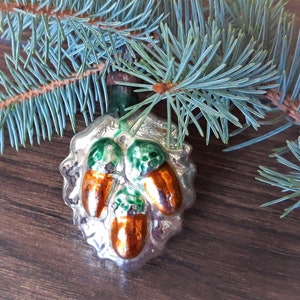 Acorns Antique glass Christmas ornaments, Christmas glass ornaments, 1950s Christmas,vintage Christmas,soviet Christmas tree glass ornament