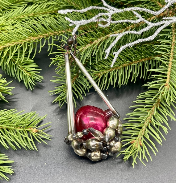 1940年代のヴィンテージガラスクリスマスオーナメント、ガラスビーズ