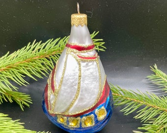 船のクリスマスガラスオーナメント、吹きガラスのクリスマス、手描きの