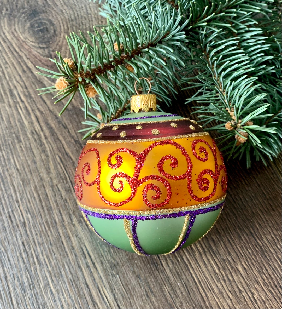Gold Handpainted Christmas Glass Ornaments,custom Ornaments,hand
