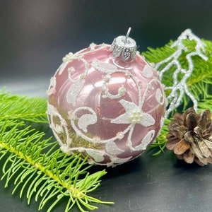 Ornement de Noël rose en verre soufflé, décoration de Noël, nouvelles décorations pour la maison, Noël 2025, décoration de vacances, idées cadeaux, décoration d'hiver