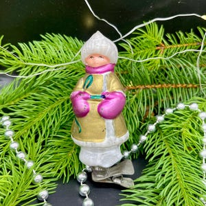 Woman Christmas glass ornament , vintage christmas, Retro Christmas, 1950s christmas decoration, Gifts ideas, Holiday decor