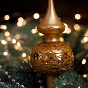 Christmas glass tree topper 18 cm ( 7 inch),vintage tree topper Christmas tree ornaments,Christmas spire,Xmas 2025,Gifts ideas, Winter decor