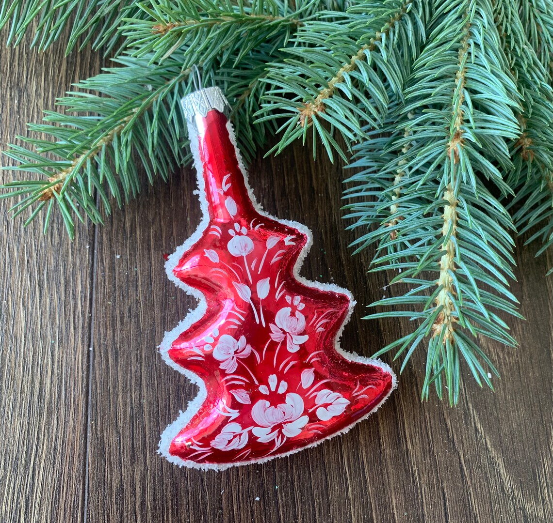 Christmas Glass Tree Ornaments Blown Glass Christmashandmade Etsy