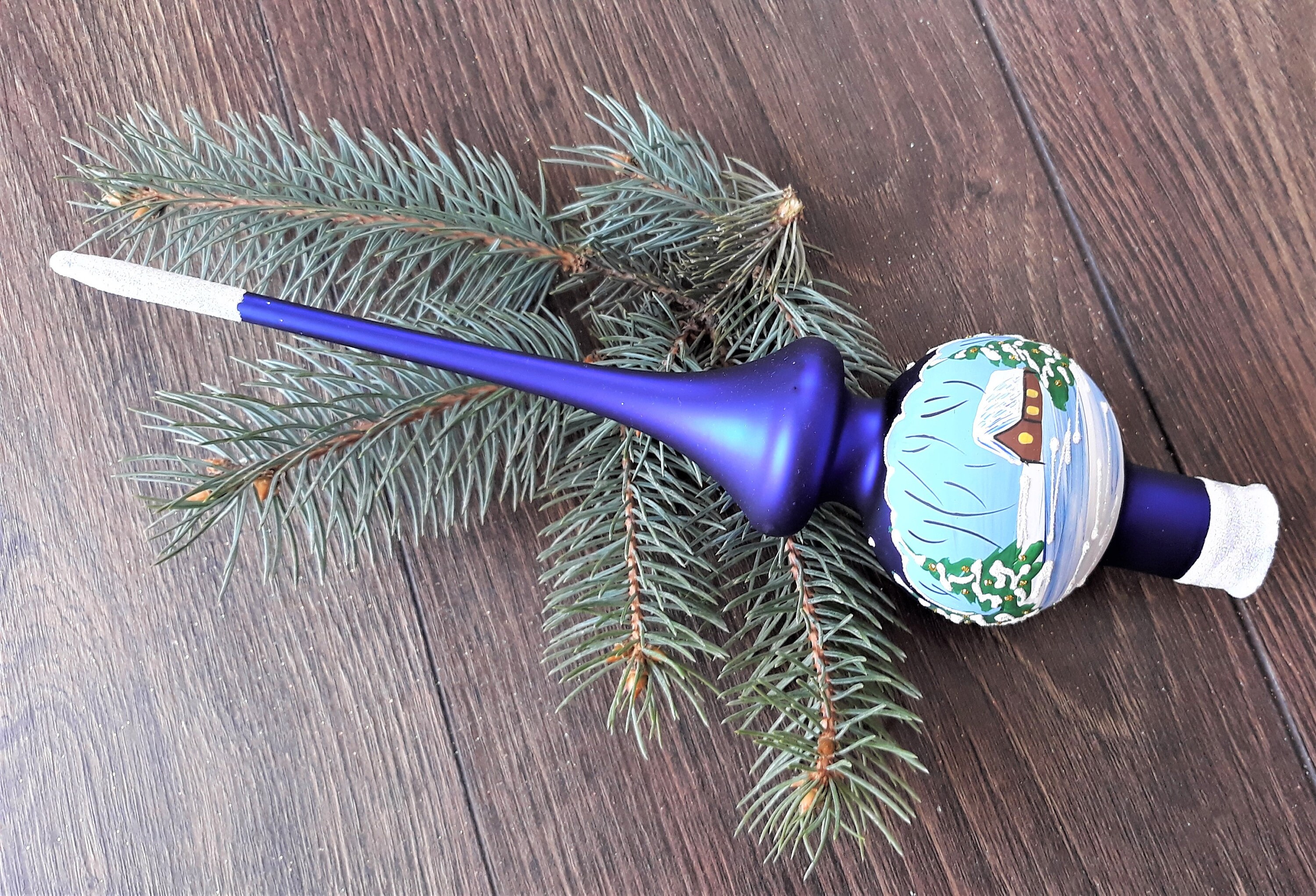 Finial Christmas Tree Topper Silver Accents Christmas Top Etsy