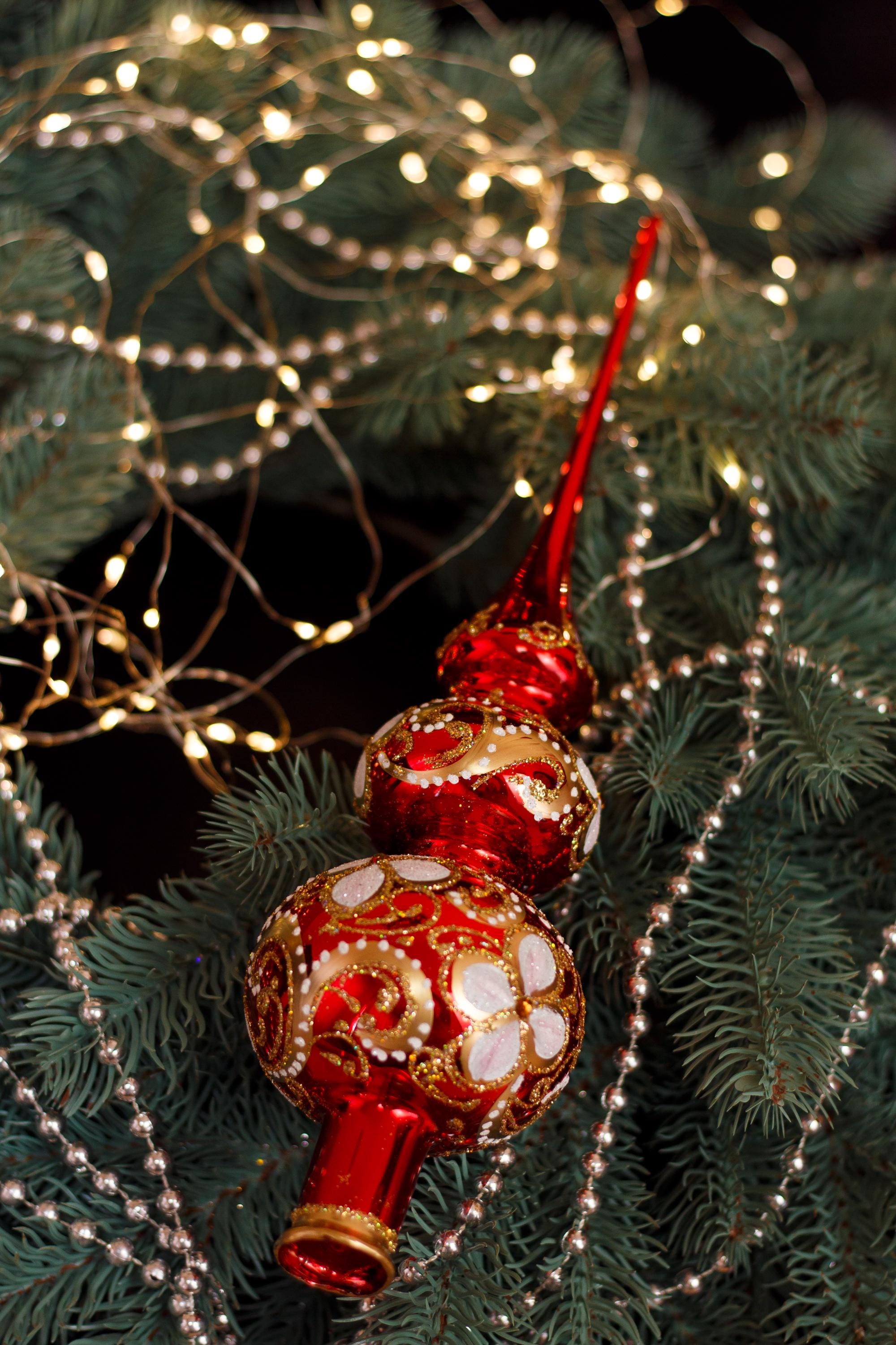 大きな赤いクリスマスガラスツリートッパー 37 cm (14.5 インチ