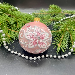 Pink Christmas ornament blown glass ornament holiday christmas decor new home decorations mercury glass  glitter ornament Chistmas gift 2025
