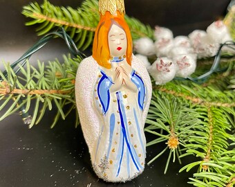 天使のクリスマスガラスオーナメント、吹きガラスのクリスマス、手作り