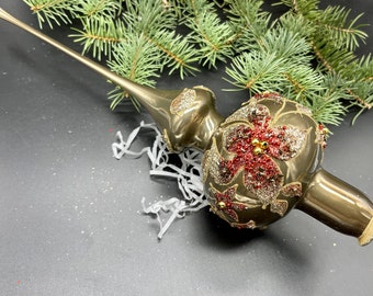 Grande cappello a cilindro per albero di Natale in vetro 37 cm (14,5 pollici), cappello a cilindro per albero vintage ornamento di ornamenti per albero di Natale, cappello a cilindro per albero di Natale