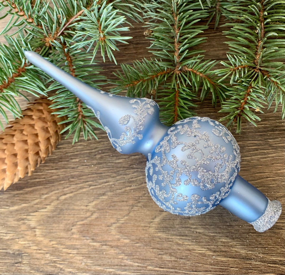 Blue Christmas Glass Tree Topper 18 Cm 7 Inch,vintage Tree Topper Christmas Tree Ornaments