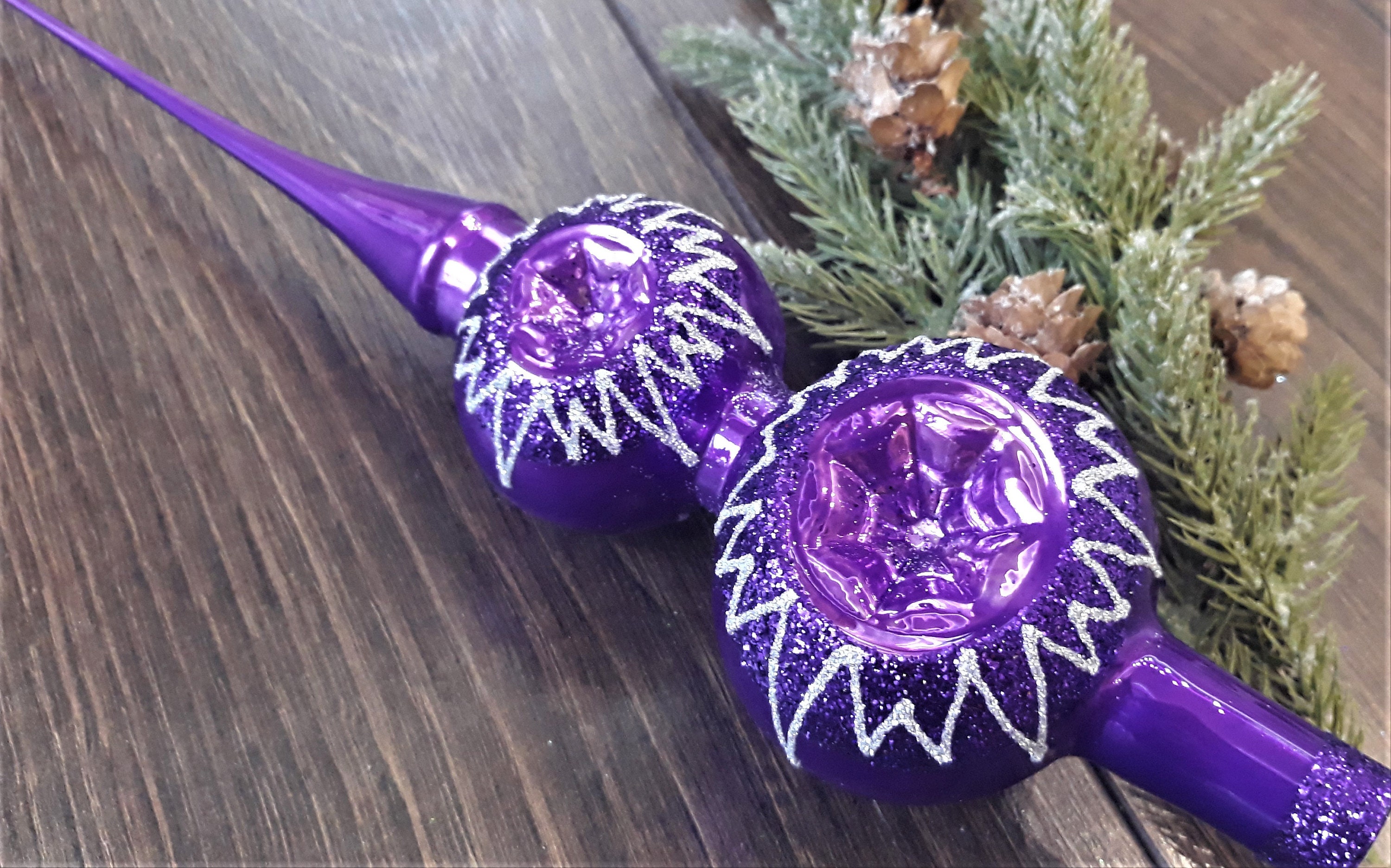 Christmas glass tree topper 33cm 12.9 inch vintage tree Etsy