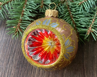 Handmade indent glass ornament,Christmas gift,Blown Glass Christmas,Handmade Christmas glass ornaments,Handcrafted Christmas ornament,